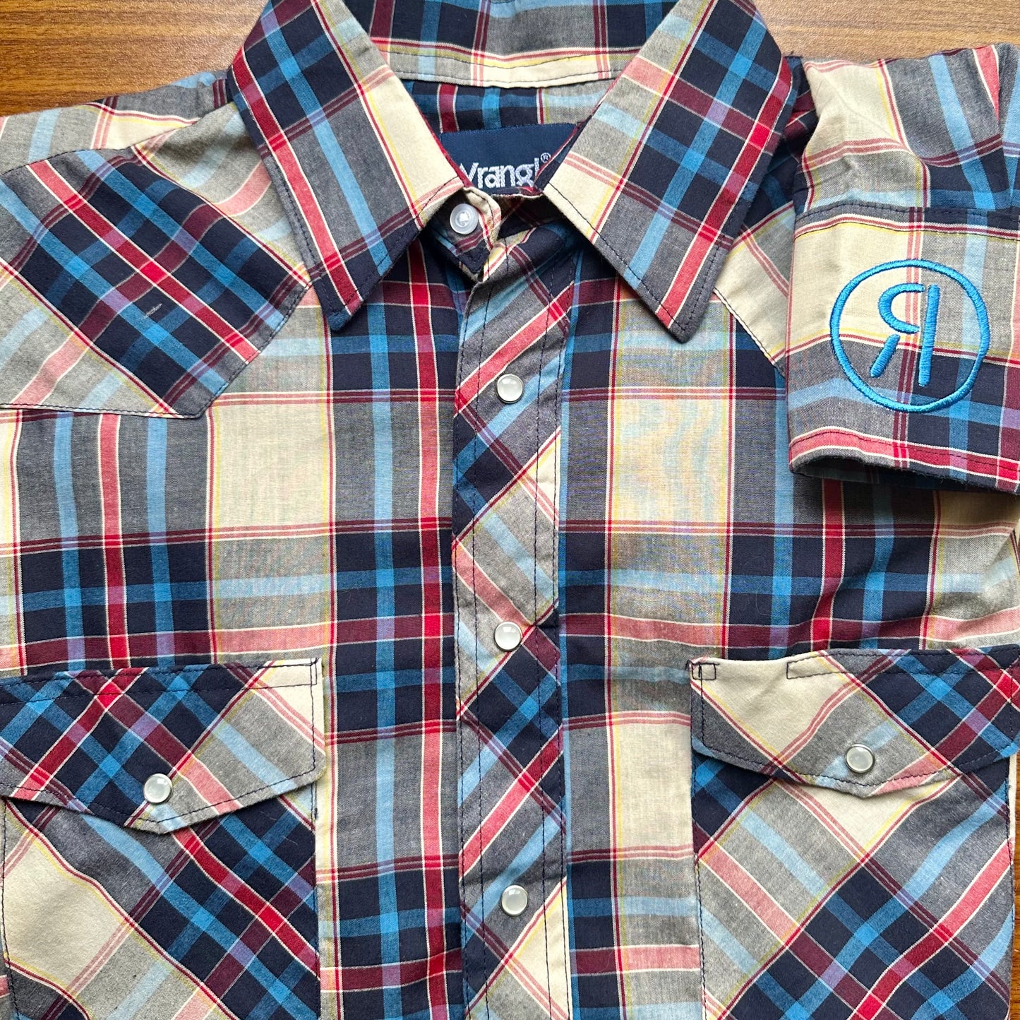 Blue Check Wrangler Western Shirt (M)