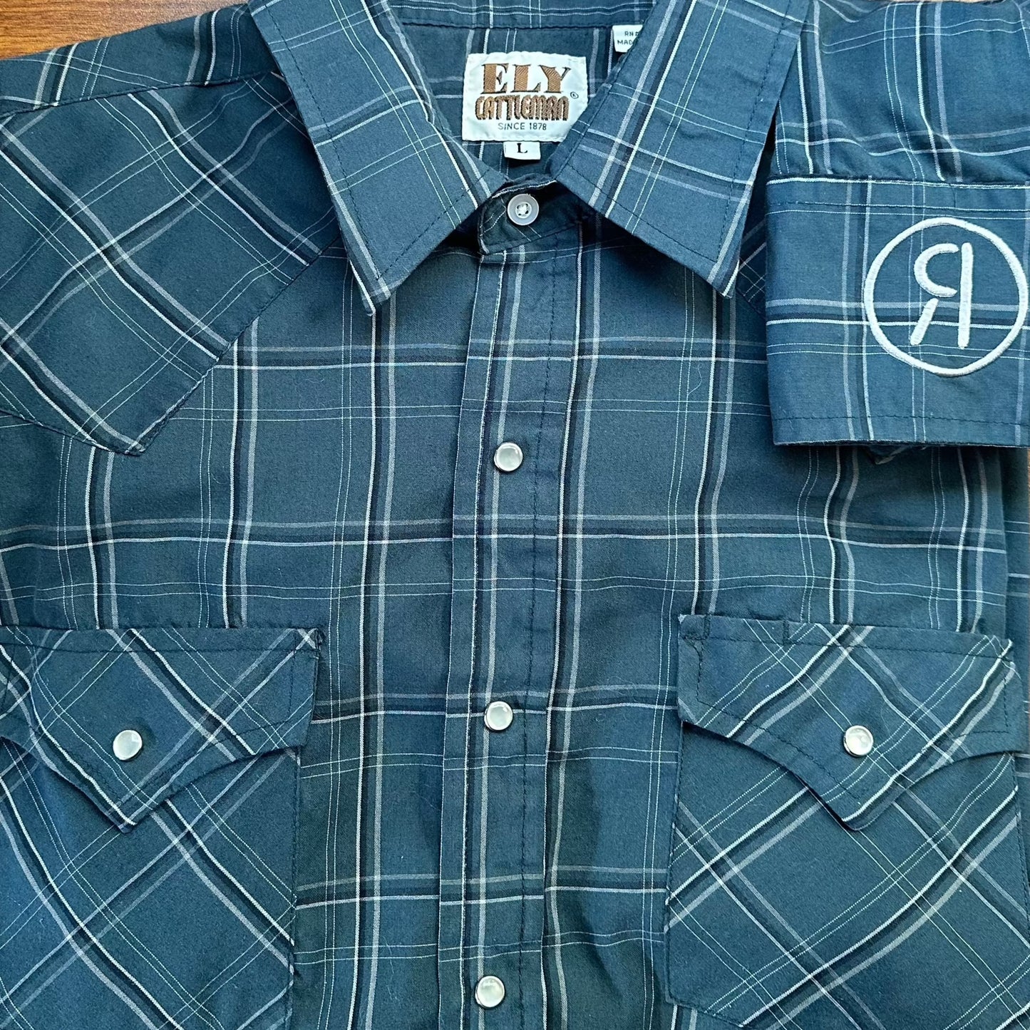 80's Vintage Blue Check Ely Cattle Work Shirt (L)