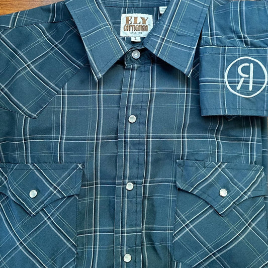 80's Vintage Blue Check Ely Cattle Work Shirt (L)